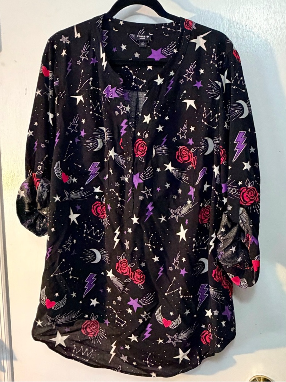 Torrid Harper Stars & Flowers Doodles Blouse - size 2